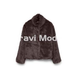 ABRIGO DE PELO MARRÓN CHOCOLATE - Imagen 1