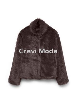 ABRIGO DE PELO MARRÓN CHOCOLATE - Imagen 1