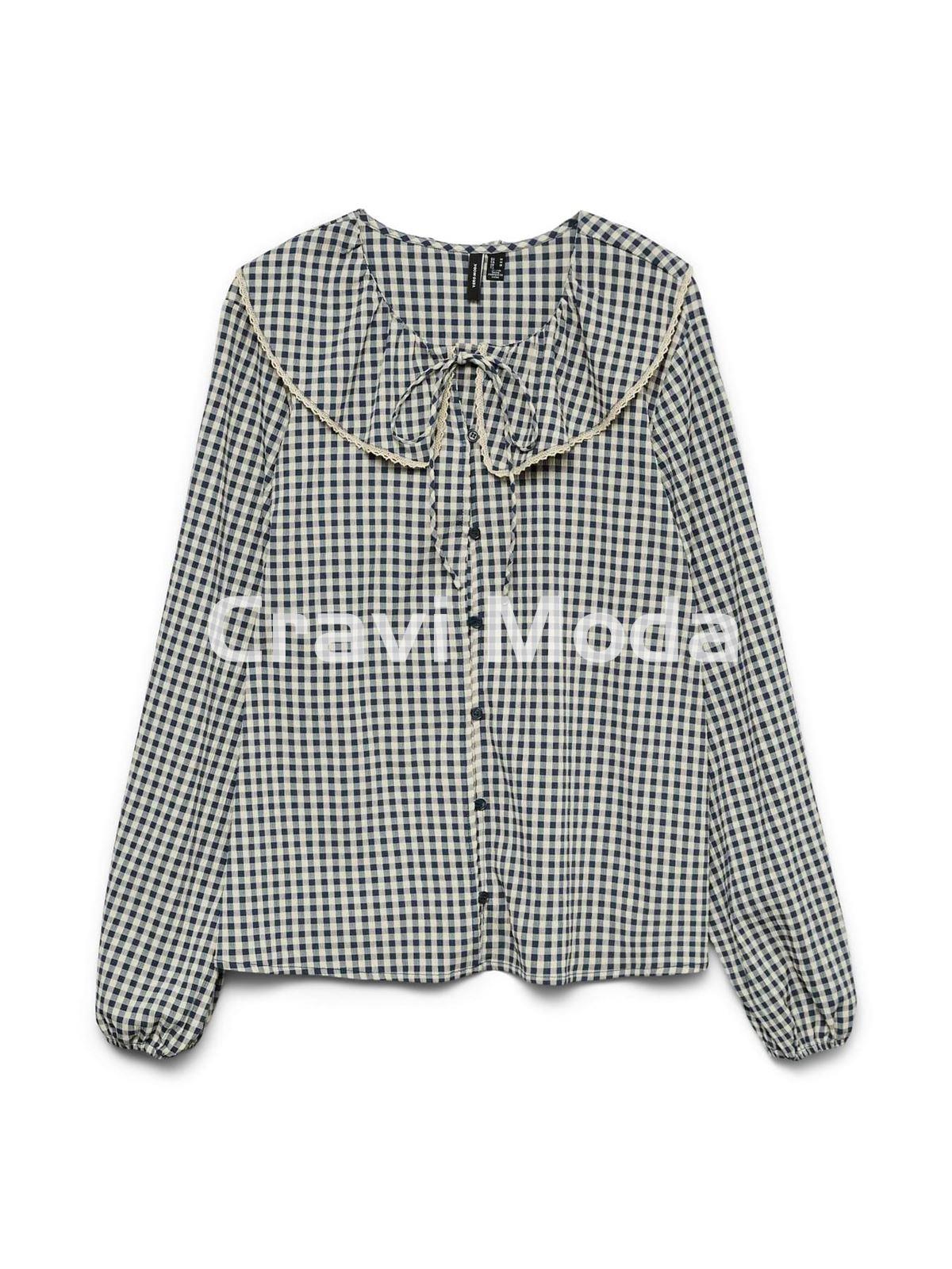 BLUSA DE CUADRO VICHY AZUL - Imagen 1