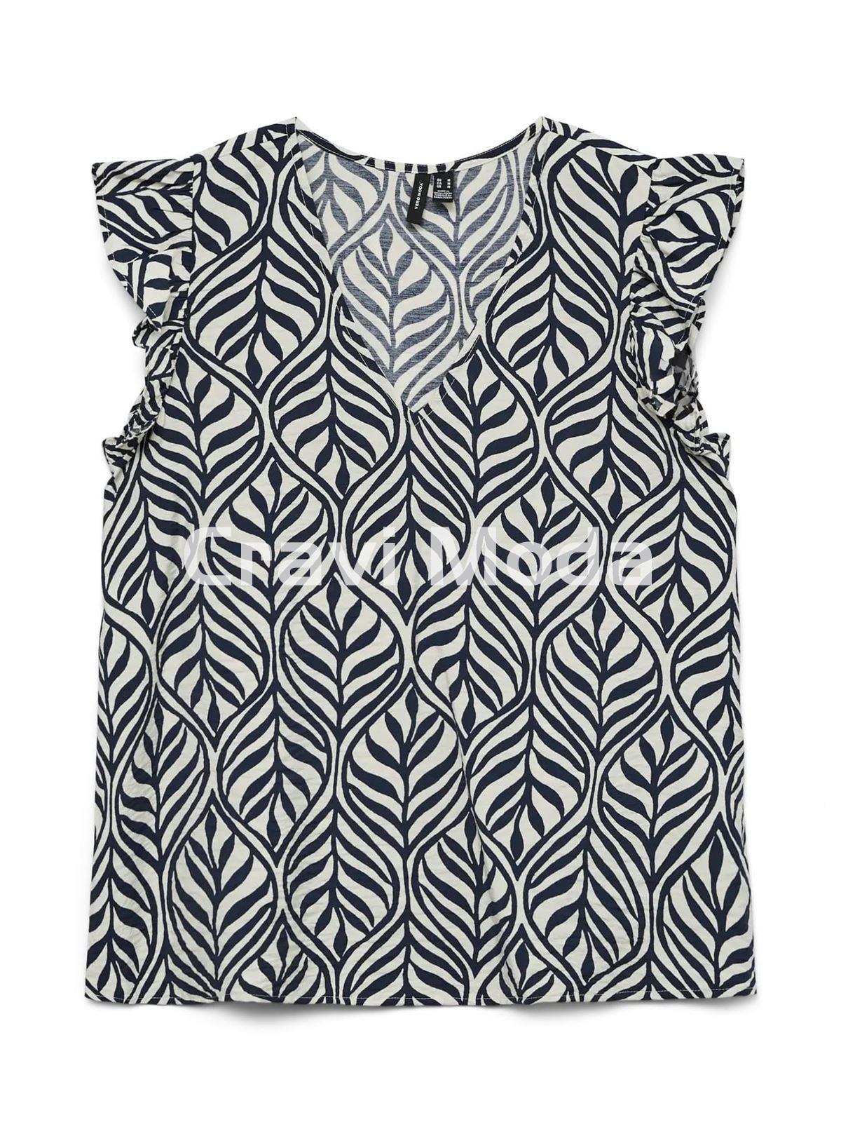 BLUSA ESTAMPADA AZUL MARINO - Imagen 1