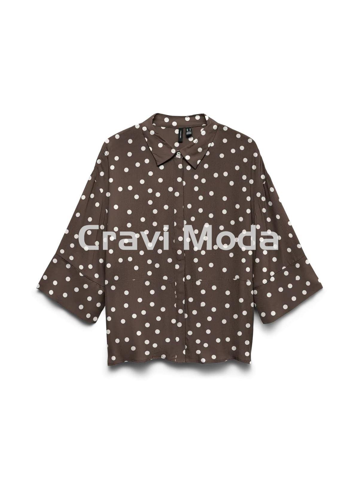 BLUSA MARRÓN DE TOPOS BLANCOS - Imagen 1