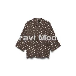 BLUSA MARRÓN DE TOPOS BLANCOS - Imagen 1