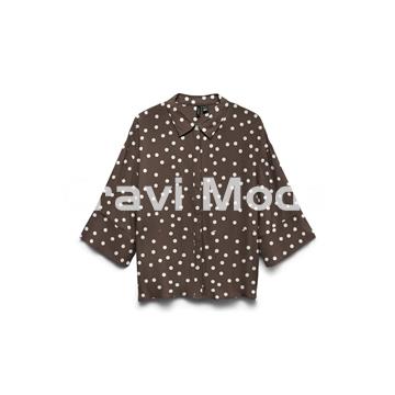 BLUSA MARRÓN DE TOPOS BLANCOS - Imagen 1