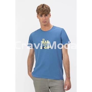 CAMISETA AZUL EL MAR TODO LO-CURA - Imagen 1