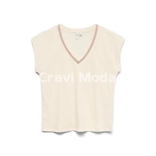 CAMISETA BEIS DE CUELLO PICO - Imagen 1