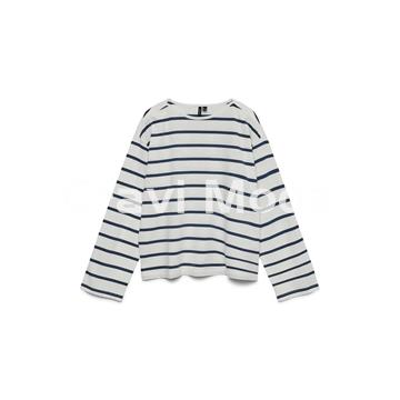 CAMISETA DE MANGA LARGA BLANCA CON RALLA AZUL - Imagen 1