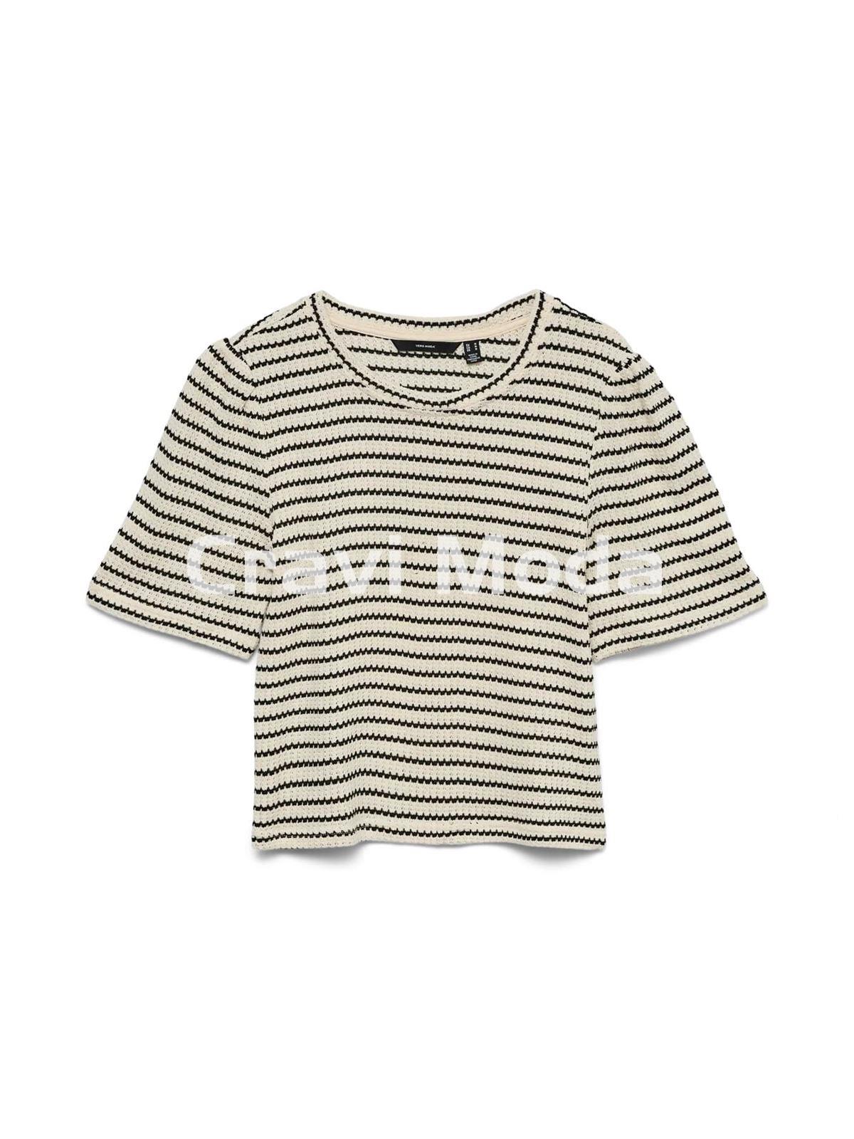 CAMISETA DE PUNTO BLANCA Y NEGRA - Imagen 1