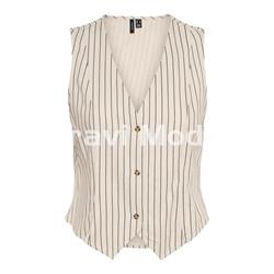 CHALECO DE LINO BEIS DE RALLAS - Imagen 1