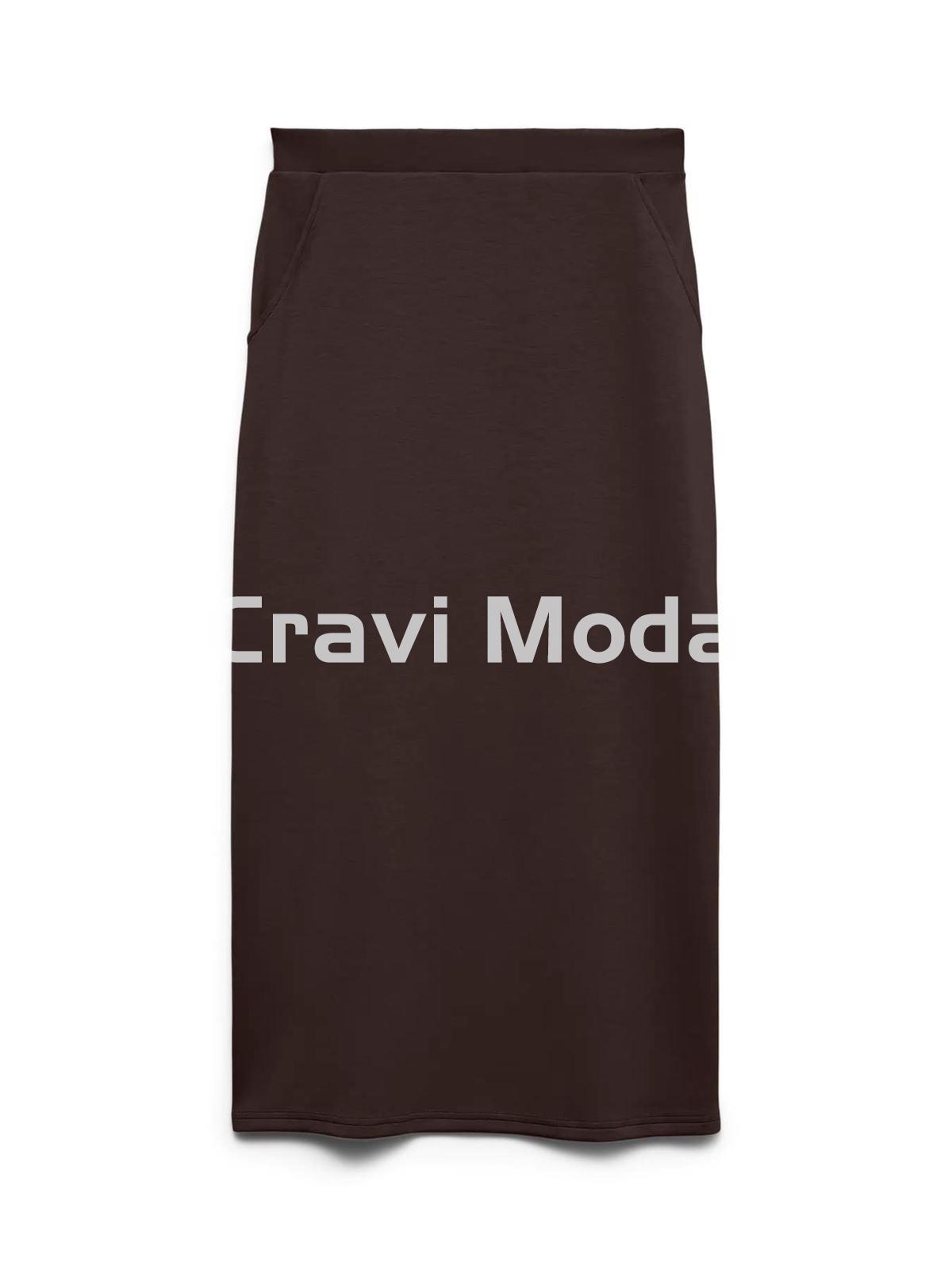 FALDA MIDI MARRON CHOCOLATE - Imagen 1