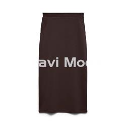 FALDA MIDI MARRON CHOCOLATE - Imagen 1
