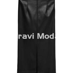 FALDA MIDI POLIPIEL NEGRA - Imagen 1