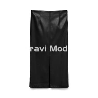 FALDA MIDI POLIPIEL NEGRA - Imagen 1