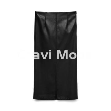 FALDA MIDI POLIPIEL NEGRA - Imagen 1