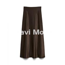 FALDA SATINADO MARRON CHOCOLATE - Imagen 1