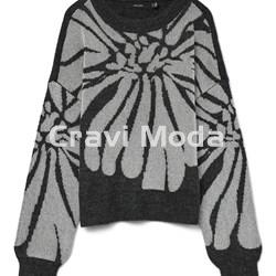 JERSEY NEGRO CON DIBUJO GRIS - Imagen 1