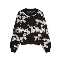 JERSEY NEGRO ESTAMPADO DE FLORES - Imagen 1