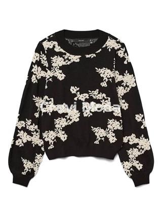 JERSEY NEGRO ESTAMPADO DE FLORES - Imagen 1