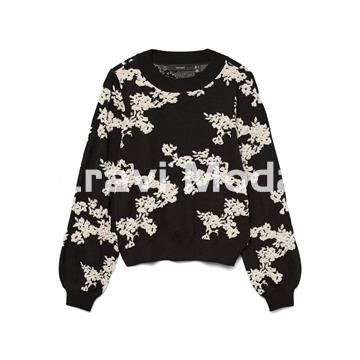 JERSEY NEGRO ESTAMPADO DE FLORES - Imagen 1