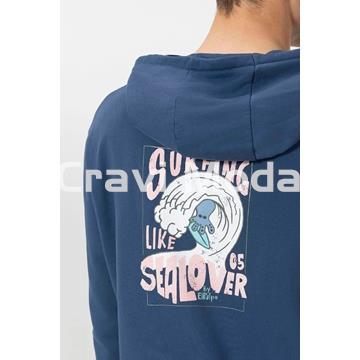 SUDADERA AZUL MARINO CON CAPUCHA - Imagen 2