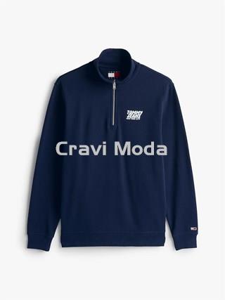 SUDADERA AZUL SIN CAPUCHA CON CREMALLERA - Imagen 1