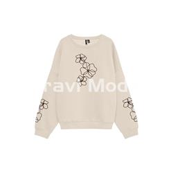 SUDADERA BEIS FLORES BORDADAS - Imagen 1