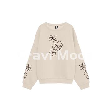 SUDADERA BEIS FLORES BORDADAS - Imagen 1