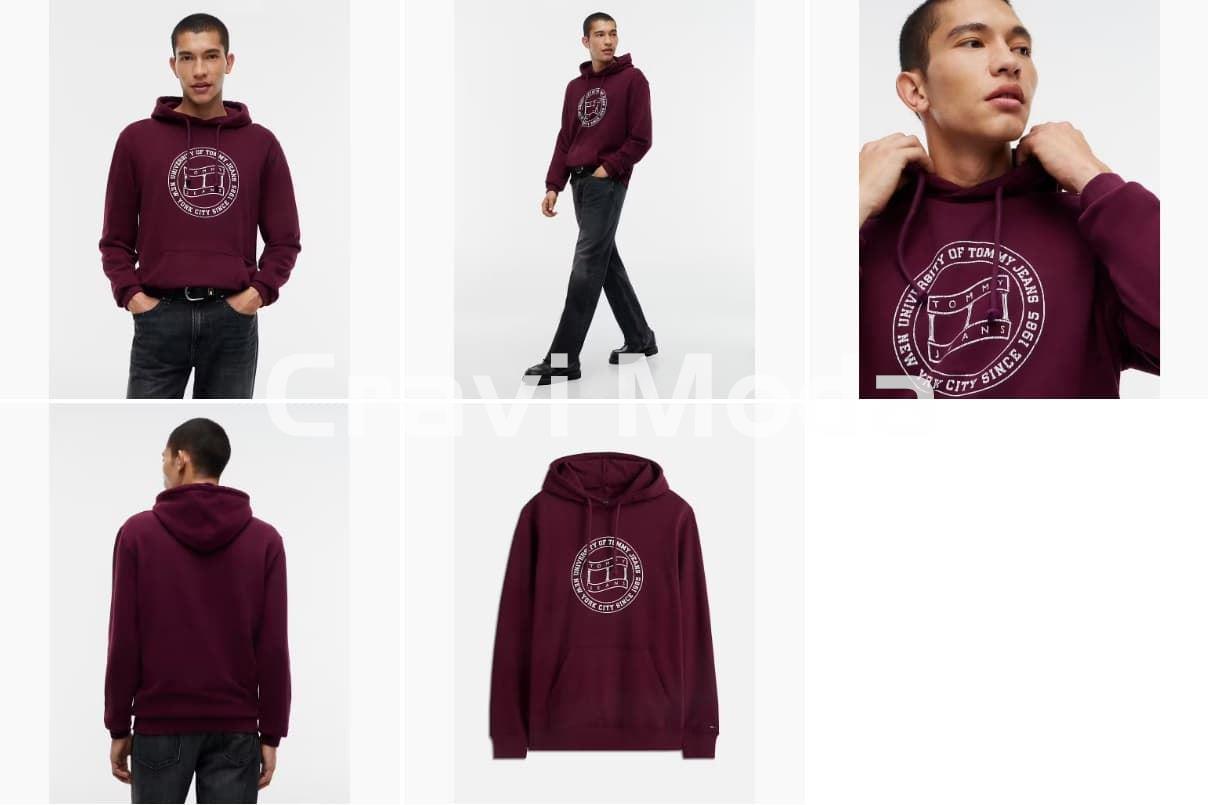 SUDADERA CON CAPUCHA BURDEOS - Imagen 1