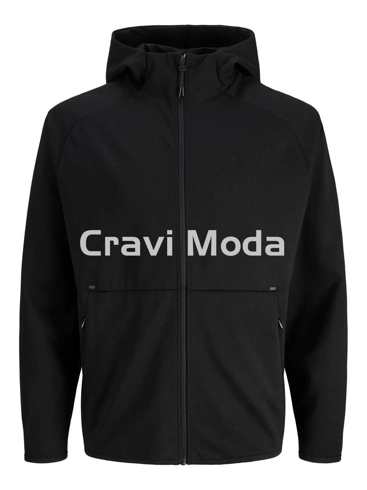 SUDADERA CON CAPUCHA Y CREMALLERA NEGRA - Imagen 1