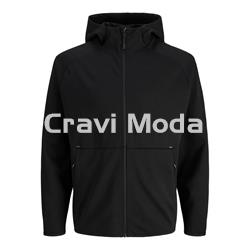 SUDADERA CON CAPUCHA Y CREMALLERA NEGRA - Imagen 1