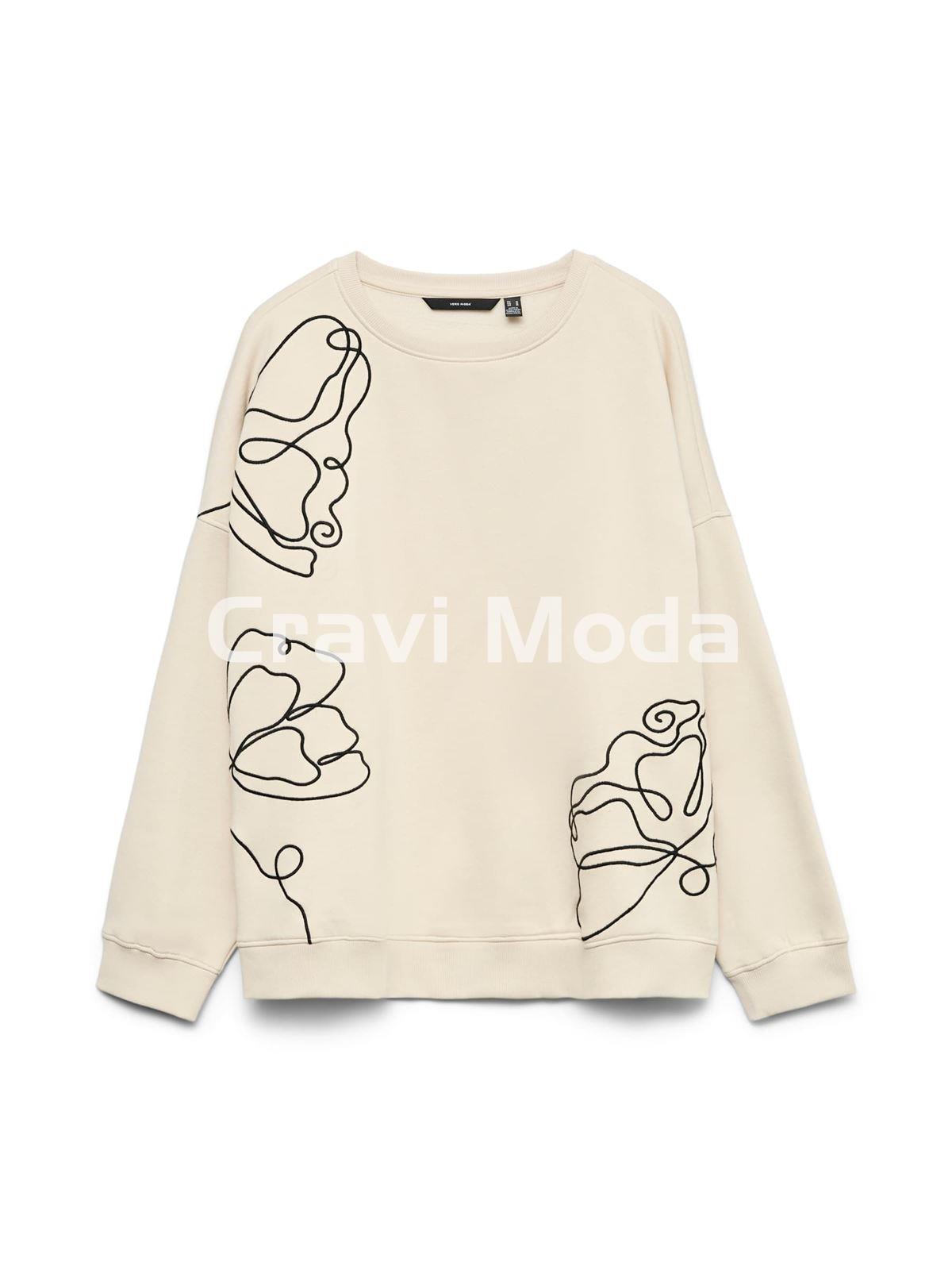 SUDADERA CON DIBUJO BORDADO BEIS - Imagen 1