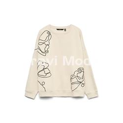 SUDADERA CON DIBUJO BORDADO BEIS - Imagen 1