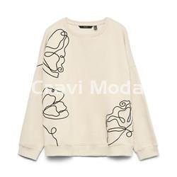 SUDADERA CON DIBUJO BORDADO BEIS - Imagen 1