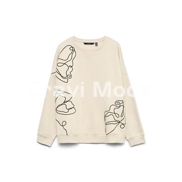 SUDADERA CON DIBUJO BORDADO BEIS - Imagen 1