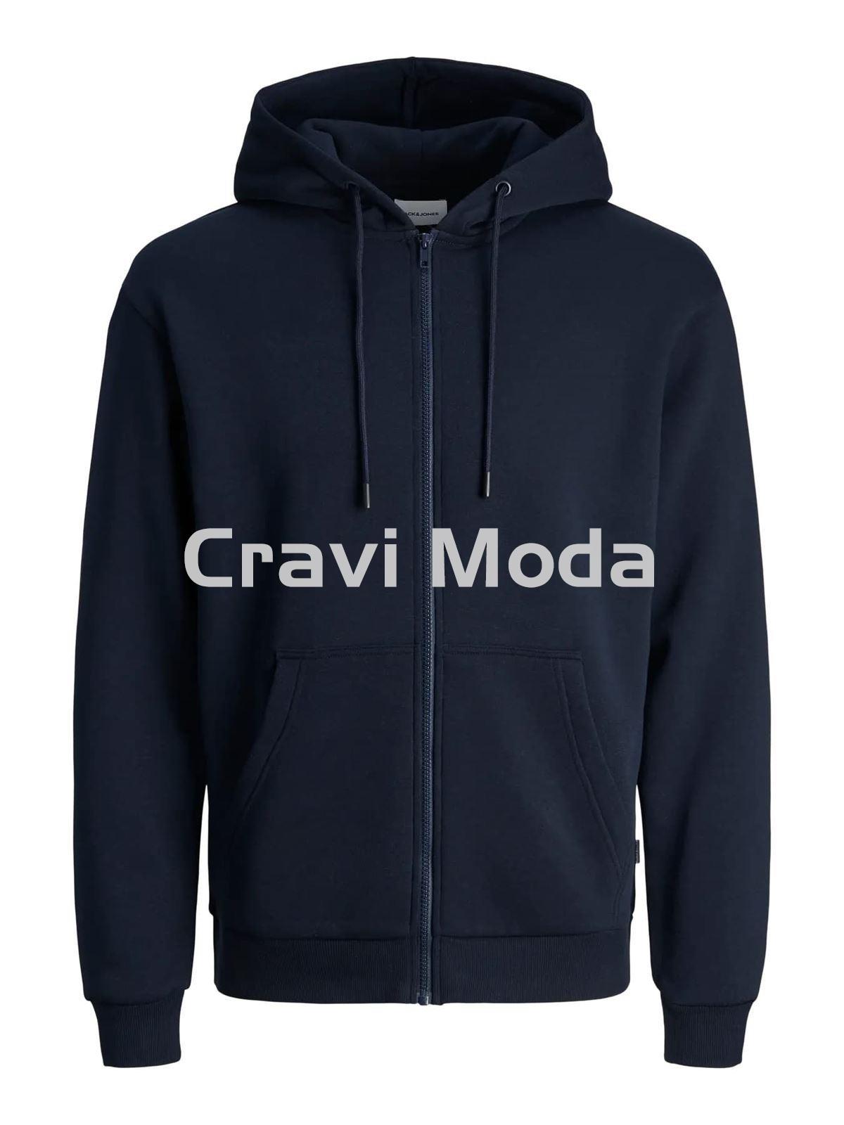 SUDADERA DE CREMALLERA CON CAPUCHA AZUL MARINO - Imagen 1