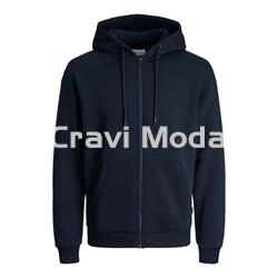 SUDADERA DE CREMALLERA CON CAPUCHA AZUL MARINO - Imagen 1