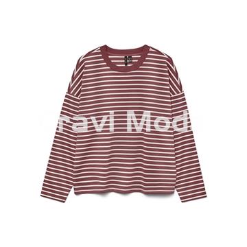 SUDADERA FINA DE RALLAS BURDEOS - Imagen 1