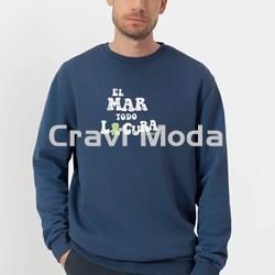 SUDADERA SIN CAPUCHA AZUL MARINO EL MAR TODO LO-CURA - Imagen 1