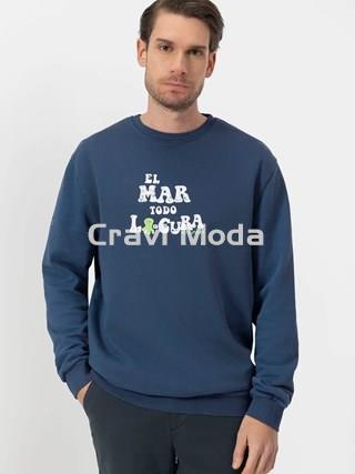 SUDADERA SIN CAPUCHA AZUL MARINO EL MAR TODO LO-CURA - Imagen 1