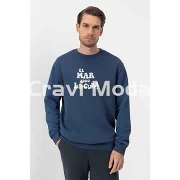 SUDADERA SIN CAPUCHA AZUL MARINO EL MAR TODO LO-CURA - Imagen 1