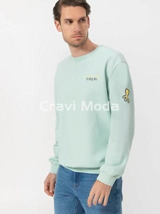 SUDADERA SIN CAPUCHA AZUL TURQUESA - Imagen 1