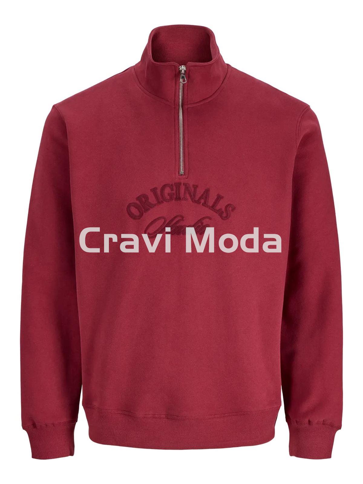 SUDADERA SIN CAPUCHA CON CREMALLERA ROJA - Imagen 1