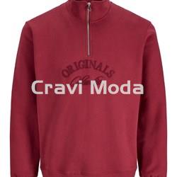 SUDADERA SIN CAPUCHA CON CREMALLERA ROJA - Imagen 1