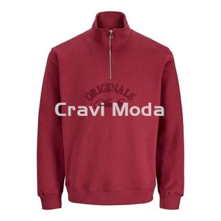 SUDADERA SIN CAPUCHA CON CREMALLERA ROJA - Imagen 1