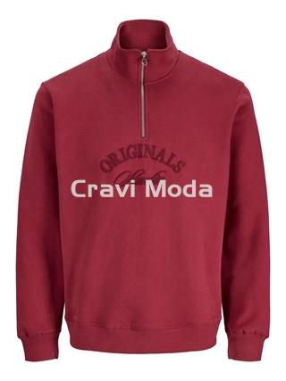 SUDADERA SIN CAPUCHA CON CREMALLERA ROJA - Imagen 1