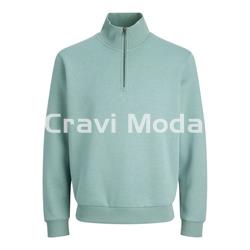 SUDADERA SIN CAPUCHA DE CREMALLERA AZUL - Imagen 1