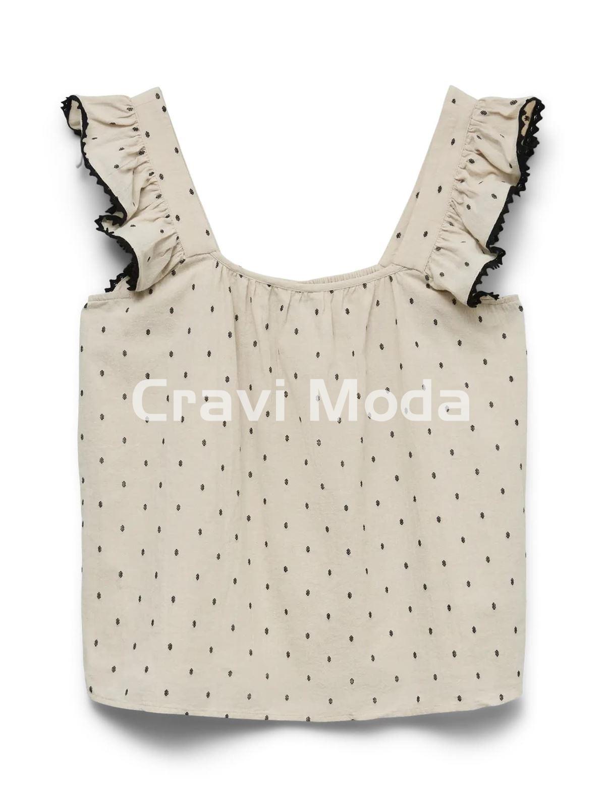 TOP BEIS CON LUNARES NEGROS - Imagen 1