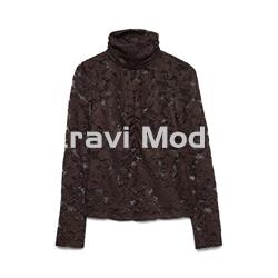 TOP ENCAJE MARRÓN - Imagen 1