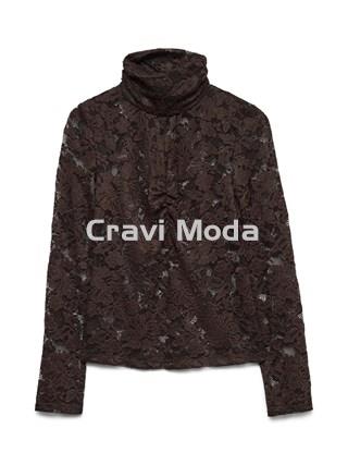 TOP ENCAJE MARRÓN - Imagen 1