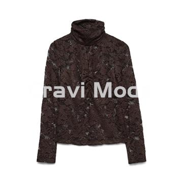 TOP ENCAJE MARRÓN - Imagen 1