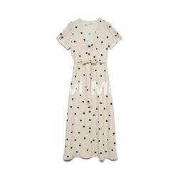 VESTIDO BEIS DE LUNARES NEGROS - Imagen 1